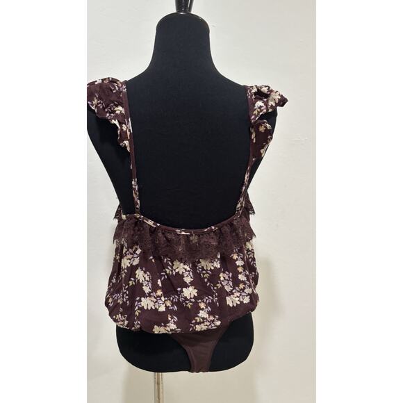 - Free People Take It Away Floral Lace Bodysuit Size S NWOT Chocolate Merlot - Picture 4 of 6